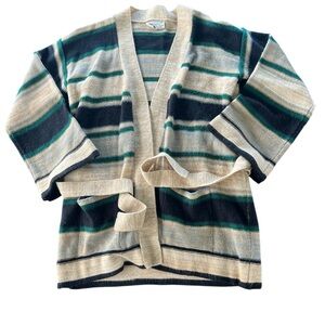 Striped Beige and Green Women's Sweater vintage